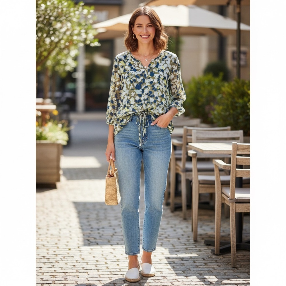 Blue/Green Floral Blouse
